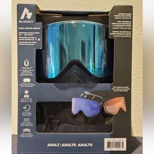 BLUESKY ADULT SKI/SNOW GOGGLES WITH MAGNETIC QUICK CHANGE LENS new in box